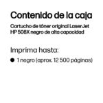 TONER HP 508X NEGRO ALTO RENDIMINETO PARA M552/M553, CF360X