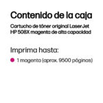 Toner HP 508X Magenta Alto Rendimineto P/M552/M553, Cf363X