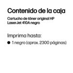 TONER HP 410A COLOR NEGRO, 2,300 PAGINAS P/LASERJET CF410A