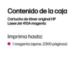 TONER HP 410A COLOR MAGENTA 2,300PAGINAS P/LASERJET CF413A