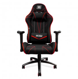 SILLA GAMING VORAGO START THE GAME CGC500-RD, TELA, RECLINABLE, NEGRO/ROJO