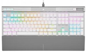 TECLADO ALAMBRICO MECANICO GAMER CORSAIR CH-910951A-NA K70 RGB PRO, RETROILUMINADO, SWITCH OPX, INGLES,BLANCO