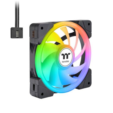 KIT DE 3 VENTILADORES THERMALTAKE SWAFAN EX12 ARGB/120X120X25MM/RGB/500-2000RPM/ASPAS INTERCAMBIABLES/COLOR NEGRO/CL-F167-PL12SW-A