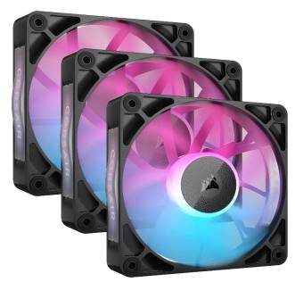 Kit De 3 Ventiladores Corsair Icue Link Rx120 Co-9051018-Ww, Rgb Pwm/120Mm/400 – 2100Rpm/Color Negro