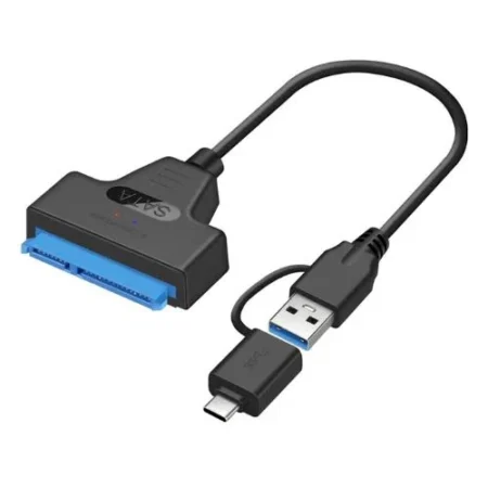 Convertidor USB V3.0 A SATA 2.5 Dual: USB-A/Tipo-C 30 Cm