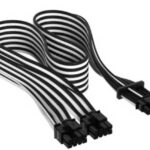 Cable De Alimentacion Corsair Cp-8920333 Premium Individually Sleeved 12+4Pin/De Psu/PCIE 5.0/Gen 5/12Vhpwr/600W/Negro Con Blanco