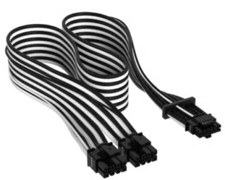 Cable De Alimentacion Corsair Cp-8920333 Premium Individually Sleeved 12+4Pin/De Psu/PCIE 5.0/Gen 5/12Vhpwr/600W/Negro Con Blanco