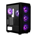 Gabinete Game Factor Csg400 - Mid Tower, 2 USB 3.2 1X USB C, ATX-E, 5 Ven Argb, Cristal Temp, Negro