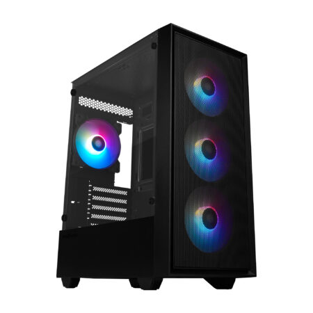 Gabinete Game Factor Csg503 Matx Con Ventana LED/Rgb/Mini Torre/Micro ATX/Mini ATX/USB 2.0 Y 3.0/Sin Fuente/4 Ventiladores Instalados/Negro
