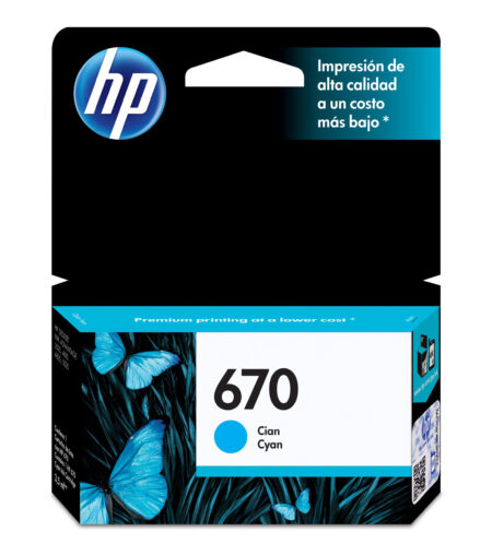 Cartucho De Tinta HP 670 Cyan Cz114Al