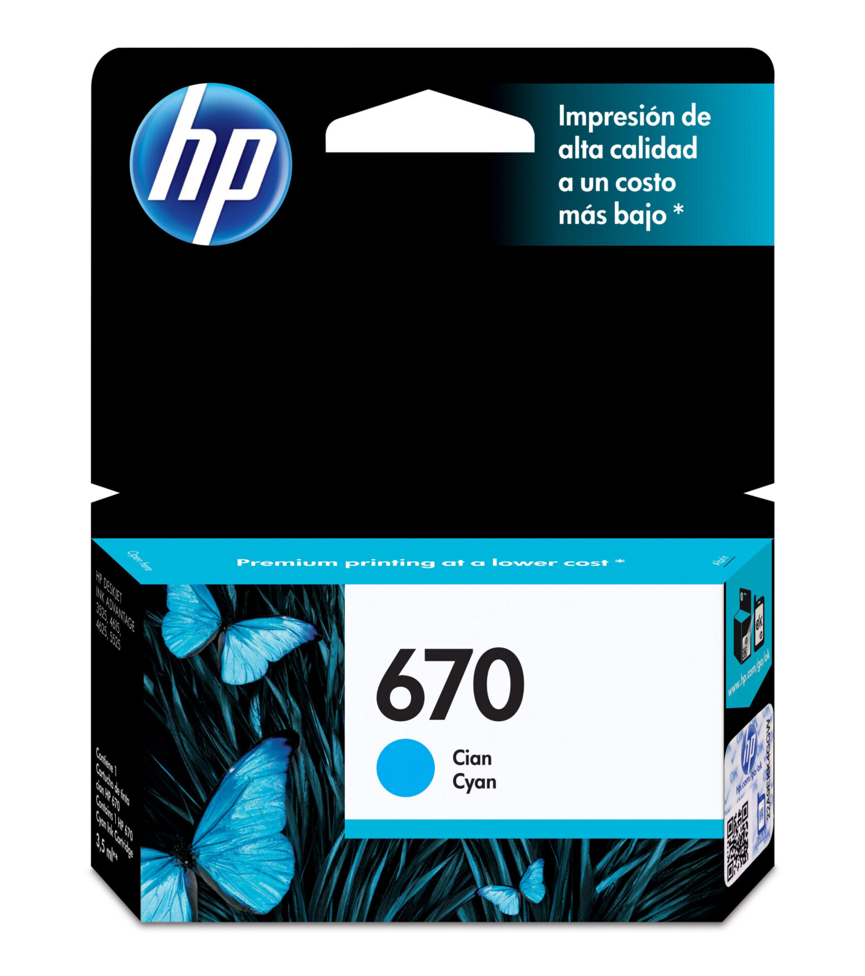 Cartucho De Tinta Hp 670 Cyan Cz114al