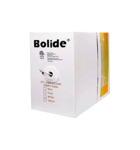 BOBINA DE CABLE DE RED UTP BOLIDE CAT5E 24AWG 350MHZ 305MTS COBRE BLANCO BP0033/CAT5E/CMR-WHITE