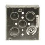 Caja Cuadrada Galvanizada Raco Hub-232 4" X 4", Profundidad De 2 1/8". Cuenta Con 10 Ko De 1/2" Y 6 Tko (1/2" - 3/4")