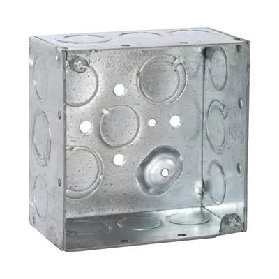 Caja Cuadrada Galvanizada Raco Hub-232 4″ X 4″, Profundidad De 2 1/8″. Cuenta Con 10 Ko De 1/2″ Y 6 Tko (1/2″ – 3/4″)