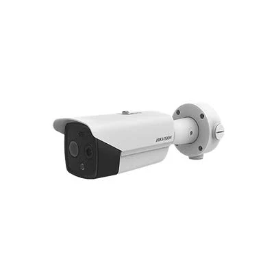 Camara Bala IP Dual Hikvision Ds-2Td2617-10/Qa 4Mp/Termica 9.7 Mm/Optico 8 Mm/285 M/40 Mts Ir/Exterior IP67/PoE/Deteccion De Temperatura/Sirena Y Luz Inte/MicroSD 32Gb Incluida