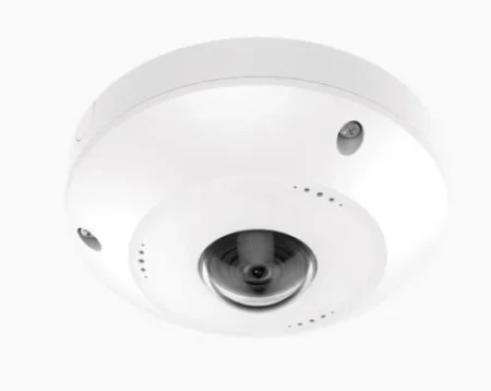 Camara Mini Fisheye IP Hikvision Ds-2Cd2955G0-Isu 5Mpx/Panoramica 180-360°/Con Microfono/8Mts/Multiples Vistas Por Ivms-4200/Alarmas I/O /Micro SD