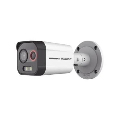 Camara Turret IP Dual Hikvision Ds-2Td1228T-2/Qa(B) 4Mpx/Termica 6.9 Mm/Optico 6.4 Mm/Termometrica/Deteccion De Temperatura/PoE/Exterior Ip66/Sirena Y Luz Intermitente Integrada/MicroSD