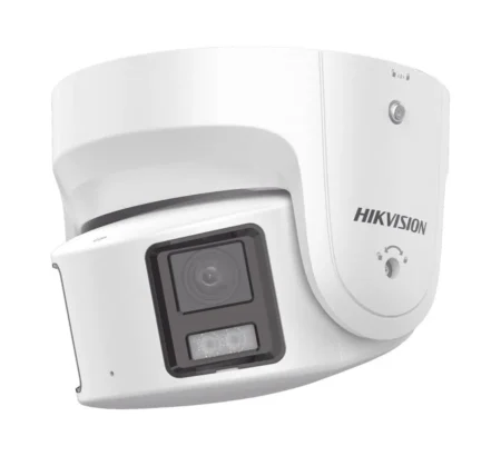 Camara Turret IP Hikvision Ds-2Cd3387G2P-Lsu/Sl(C) 8Mpx/Lente 4Mm/Panoramica/180°/Imagen A Color 24/7/PoE/Wdr 130°/IP67/Acusense/ Proteccion Activa/MicroSD