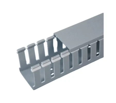 Canaleta Ranurada De Pvc Con Tapa Panduit Fc2X4Lg2 Tipo F/57.2Mm De Ancho/104.1Mm De Alto/2M De Largo/Color Gris