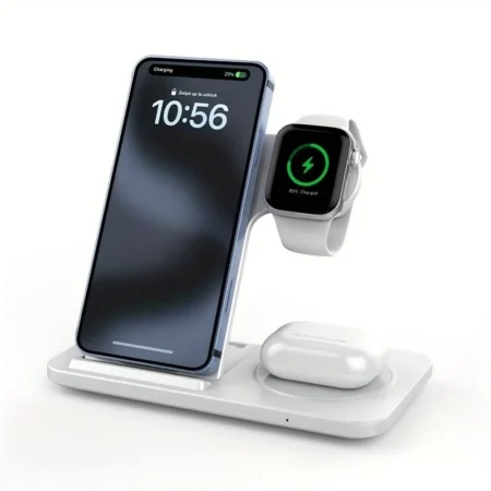 Apple MHXF3AM/A cargador de dispositivo móvil Auriculares, Smartphone, Reloj inteligente Blanco USB Cargador inalámbrico Interior