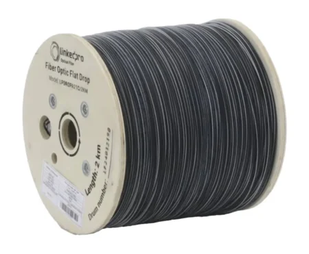 Carrete De 2Km De Fibra Optica Linkedpro Drop Plana/Interior/Exterior/Monomodo De Unifibra/Dielectrica/Forro Negro, Lpdropa21C/2Km