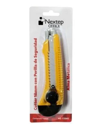 Cutter Plastico Nextep Grande Navaja 18Mm Alma De Metal/Perilla Seguridad/Ne-178Ms
