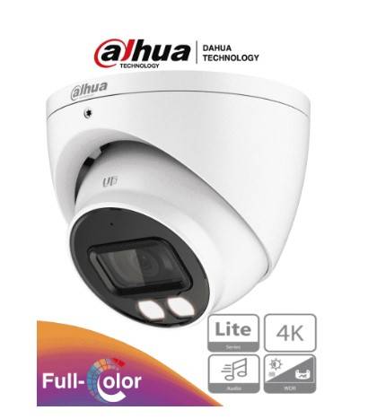 Dahua Hac-Hdw1809T-A-LED - Camara Domo Eyeball 4K Full Color/ 8 Mp/2.8 Mm/ 106°/ Microfono / 40 Mt Ir/ Imagen A Color 24/7 -