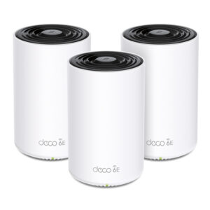ROUTER INALAMBRICO TP-LINK DECO XE75 PRO(3-PACK) 2.4+5+6GHZ/TRIPLE BANDA/3 PUERTOS RJ45/COBERTURA WI-FI MESH DE HASTA 670M2/200 DISPOSITIVOS