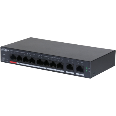 SWITCH ADMINISTRABLE DAHUA DH-CS4010-8ET-110 8 PUERTOS POE 10/100/1000 + 2 PUERTOS UPLINK, 110W, 5.6 GBIT/S, 8000 ENTRADAS