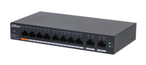SWITCH DAHUA DH-CS4010-8ET-60 POE 8 PUERTOS/60W/2 PUERTOS UPLINK/SWITCHING 4.8GBPS/PROTECCION DE DESCARGAS/DOLYNK CARE