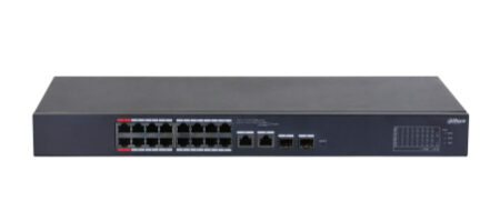 Switch Dahua Dh-Cs4218-16Et-135 PoE De18 Puertos, 16 Puertos PoE 10/100, 2 Puertos Uplink 10/100/1000 + 2 Puertos Sfp, 135W, Hasta 250Mts, Carcasa Metalica, Switching 7.2 Gbps