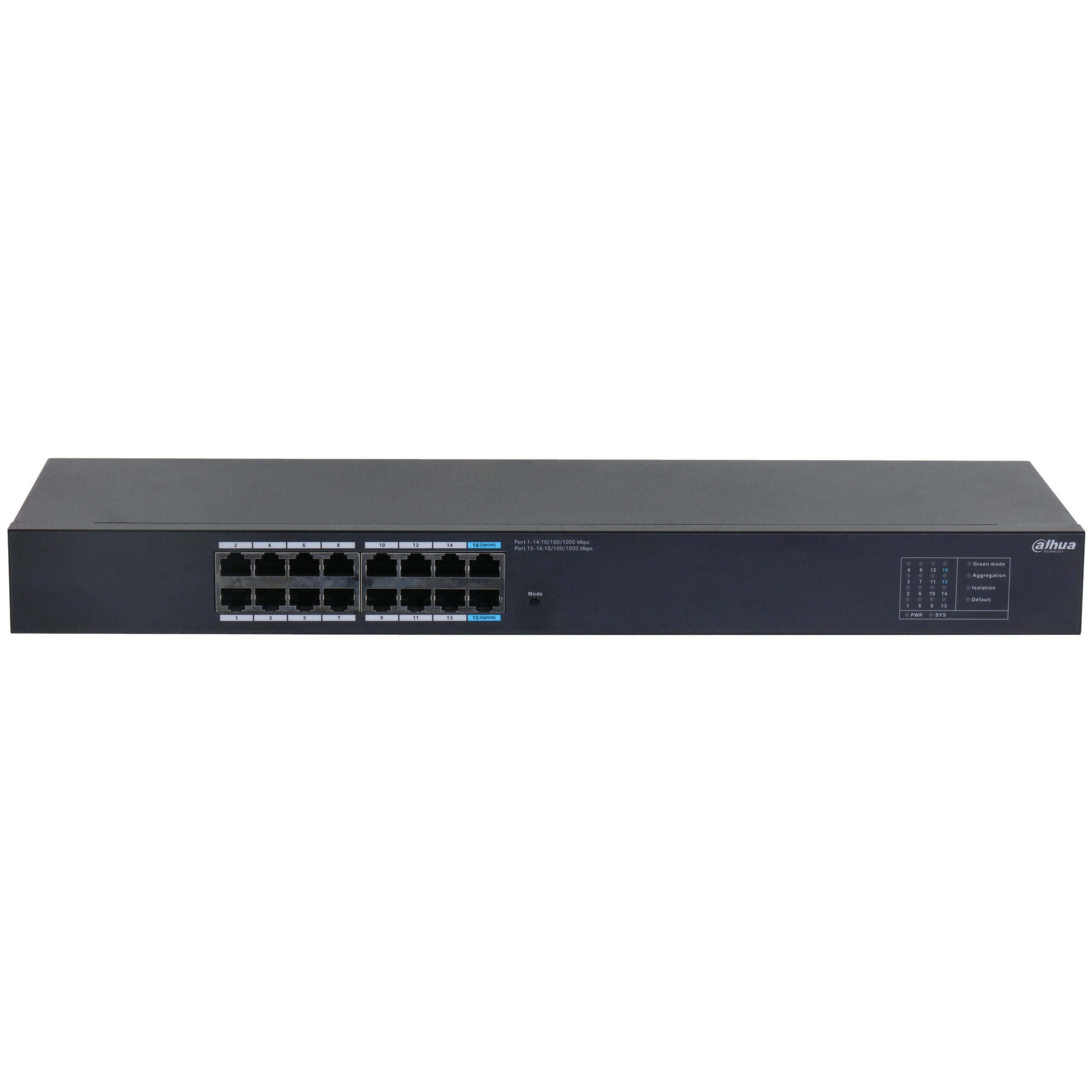 Switch Dahua Dh-sg1016/16puertos/no Administrable/gigabit Ethernet-10/100/1000/32 Gbit/s/color Negro