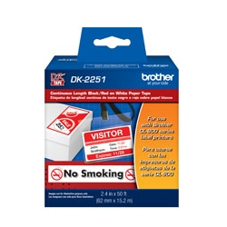 Etiqueta Blanca Continua De Papel Brother Dk2251 De 62 Mm De Ancho X 15.2 Mts De Largo. Impresión En Negro/Rojo. Ql800 / Ql810W –