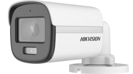 Camara Bala Turbohd Hikvision Colorvu 3K 5Mp/Lente 2.8Mm/Microfono Integrado/Imagen A Color 24/7/Luz Blanca 20M/Exterior IP67/Dwdr/4 Tecnologias, Ds-2Ce10Kf0T-Fs