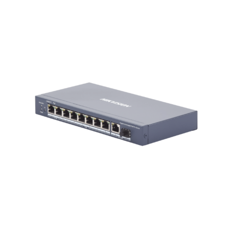 Switch PoE+ Hikvision Ds-3E0510Hp-E 6 Puertos 10/100/1000 Mbps PoE+, 2 Puertos 1000 PoE(90 W), 1 Puerto 1000 Mbps Uplink + 1 Puerto Sfp, PoE Hasta 250 Mts, 110 W