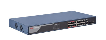Web Smart Switch PoE+ Hikvision Ds-3E1318P-Ei, 16 Puertos 10/100 Mbps PoE+, + 2X 10/100/1000Mbps + 2X Sfp