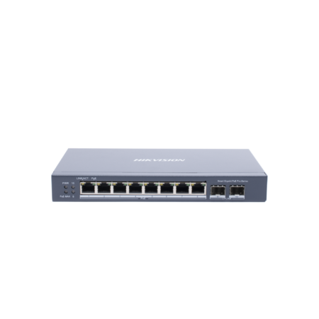 Switch Gigabit PoE+ Hikvision Ds-3E1510P-Ei 8 Puertos/Administrable/2 Puertos Gigabit/Modo Extendido Hasta 300M/110W/Color Negro