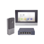 Kit Videoportero Hikvision Ds-Kis603-P/S IP+Switch PoE PoE Estandar Con Llamada A App De Smartphone (Hikconnect)/Apertura Con Tarjeta Mifare/Frente De Calle IP65