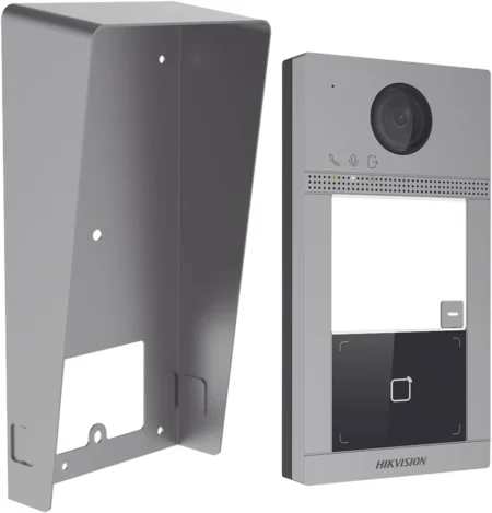 Kit Videoportero + Carcasa Protectora Hikvision Ds-Kv8113-Wme1(C)/Ik 2Mp/Llamada Y Apertura Remota Desde App Hik-Connect/PoE/Exterior IP65 + Antivandalico Ik08/Apertura Con Tarjeta
