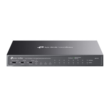 Switch Tp-Link Omada Ds111P 10 Puertos RJ45/8X10/100 PoE+ Max 65W/2X Gigabit/No Administrable/Color Negro