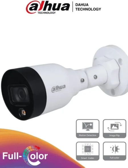 Camara Domo IP Dahua Dh-Ipc-Hdw1239T1-A-LED-S5 2Mpx/Lente De 2.8Mm/110° Apertura/Microfono Integrado/Luz Blanca De 15 Mts/H.265/IP67/PoE/Dwdr