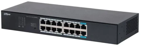 Switch Gigabit Dahua Dh-S3016-16Gt 16 Puertos/No Administrable De Capa 2/10/100/1000Mbps/Proteccion Contra Descargas/Color Negro