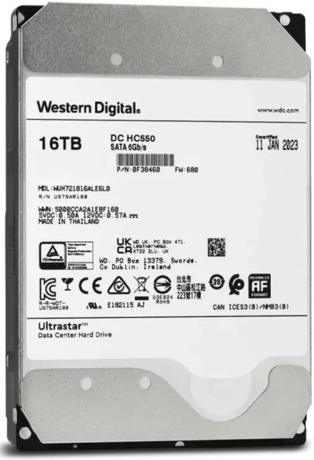 D. Duro Interno 16Tb Western Digital Wuh721816Ale6L0/3.5″/ SATA Iii/7200 Rpm/Recomendado Para Data Center Y Nvrs De Alta Capacidad