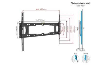 Soporte De Pared Barkan E400+ Para Pantalla Fijo/Curvo/Plano 32 – 90 – Hasta 60Kg, Negro