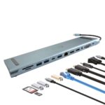 Docking Station Ec Line Ec-Byl-2003U2 12 En 1/USB-C/2 X USB-C 3.0/2 X USB-A 2.0/2 X HDMI/1 X Rj-45/1 X VGA/1 X 3.5Mm/MicroSD/SD/Gris