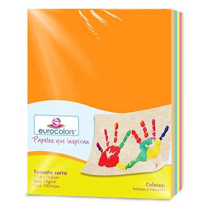 Pte. 100 Hojas Tamaño Carta Eurocolors Arcoiris Vibrante