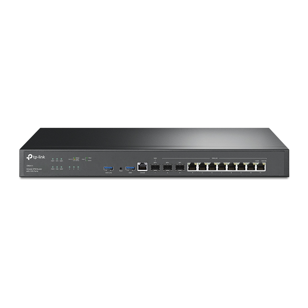 Router Omada Tp-link Er8411 Vpn/sdn Multi-wan 10g/1 Puerto Wan Sfp+ 10g/1 Puerto Wan/lan Sfp+ 10g/1 Puerto Wan/lan Sfp 1g/8 Puertos Lan/wan 1g/2 Puertos Usb