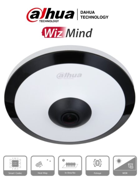 Dahua Ipc-Ew5541N-As – Cámara IP Fisheye De 5 Mp/Winzmind/ Ir De 10 Mts/H.265+/ PoE/ Wdr/ Micrófono/ Heat Map/ Detección Inteligente/ Ranuramicrosd –