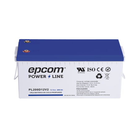BATERIA 12V EPCOM PL-200-12, 200 AH, AGM-VRLA, USO EN APLICACIONES DE RESPALDO/TERMINALES TIPO TORNILLO HEX M6