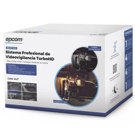Kit Turbohd 1080P Dvr 4 Canales Epcom B8-Kit-Cv/A P, 4 Camaras Bala Colorvu Con Microfono Integrado/Fuente De Poder/Accesorios De Instalacion